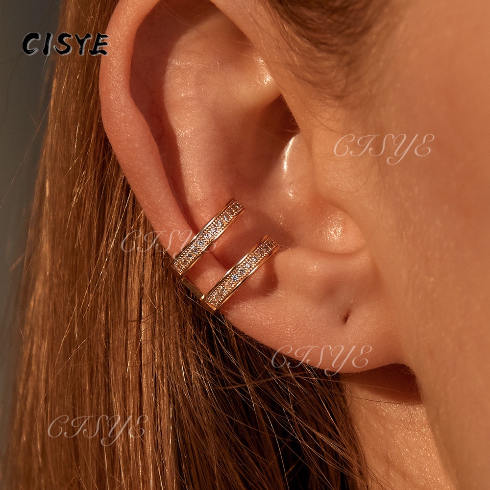Khuyên kẹp vành tai đính đá Zircon phong cách Hàn Quốc