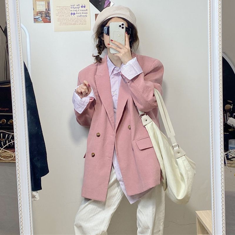 (3 Mẫu)Ảnh thật 3 hình cuối-Áo blazer nhung mùa thu thời trang Ulzzang