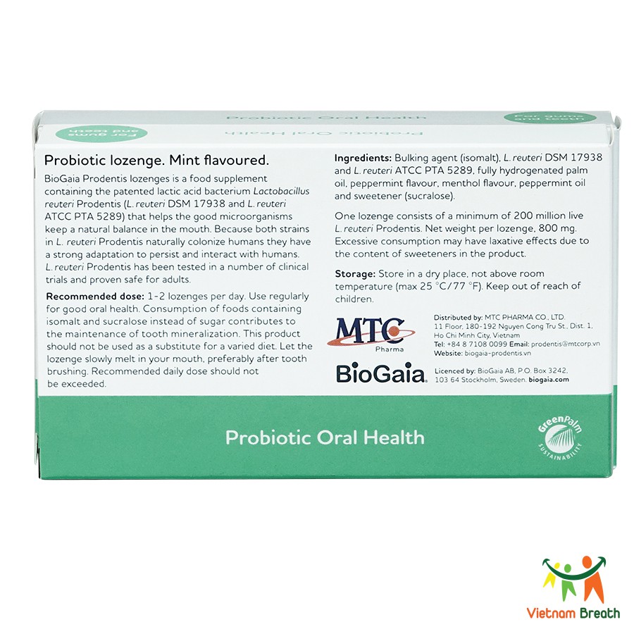 Viên ngậm men vi sinh nha khoa Biogaia Prodentis - Giúp Hết Hôi Miệng, Chảy Máu Răng, Viêm Nướu
