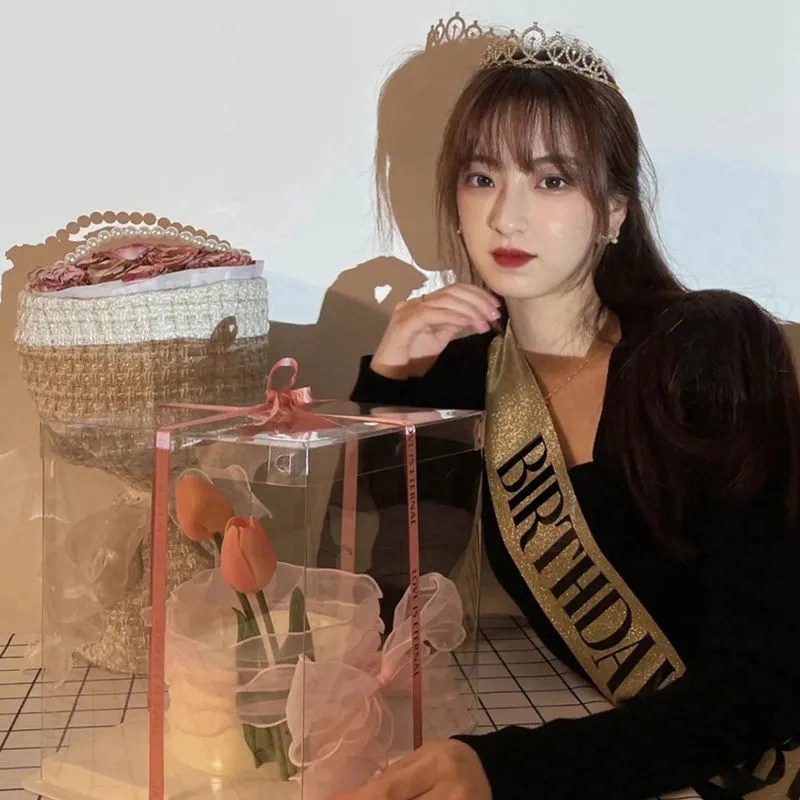 Dây Đeo Vai Vương Miện Bằng Vải Satin Trang Trí Tiệc Sinh Nhật Dành Cho Bé Gái