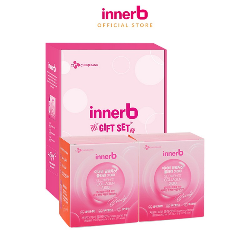Bộ 2 Hộp 6 chai nước uống Collagen Vitamin C sáng da InnerB Glowshot (50mlx6) | BigBuy360 - bigbuy360.vn