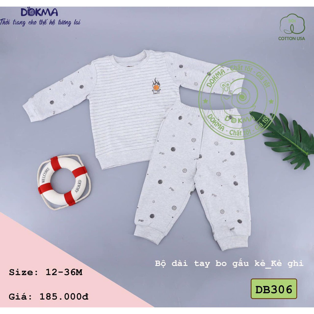 DB306 Bộ quần áo dài tay bo gấu Dokma chất nỉ nhung