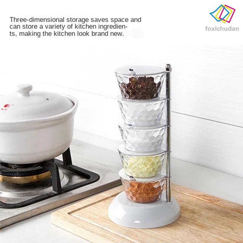 Vertical Seasoning Box Rotary Seasoning Box Vertical Multi-layer Seasoning Pots Home Seasoning Pot Kitchen