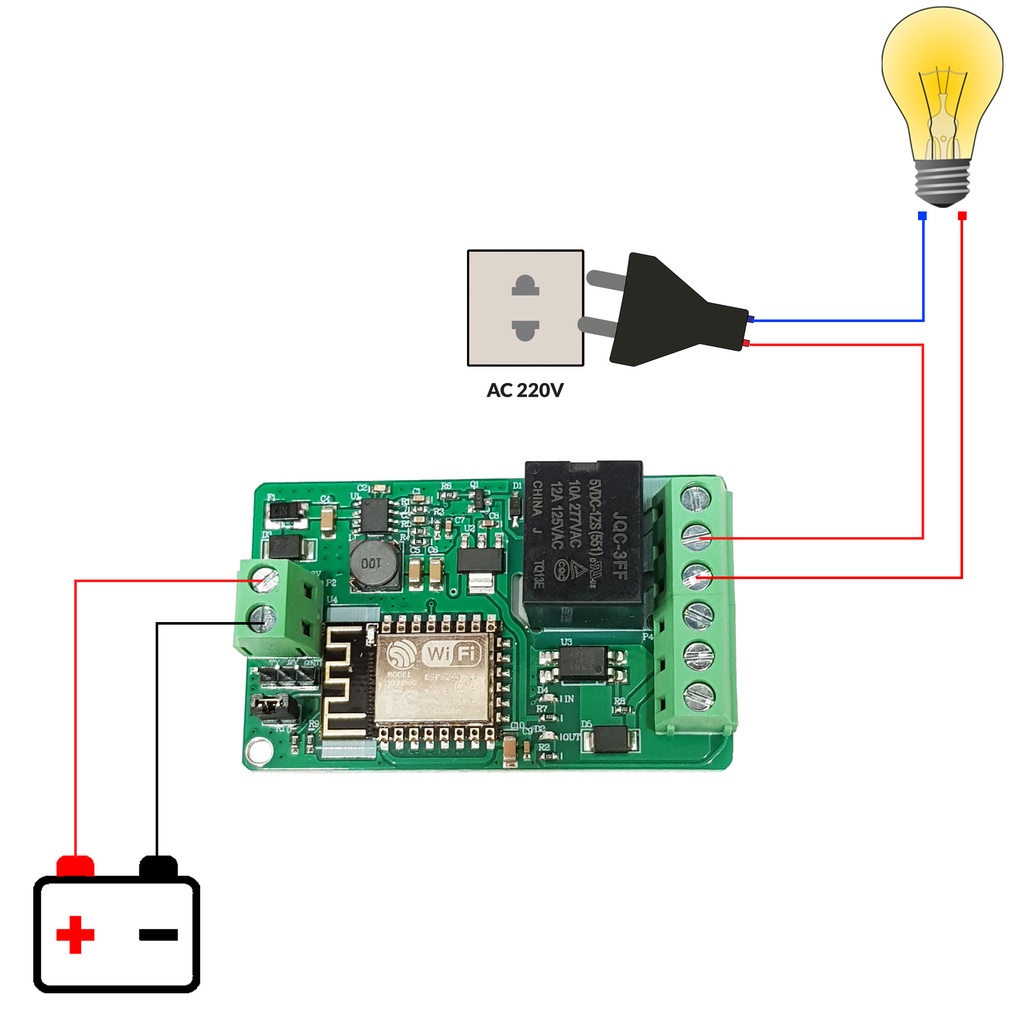 Mạch điều khiển wifi relay ESP8266 V12 lập trình nạp code để điều khiển thiết bị qua wifi