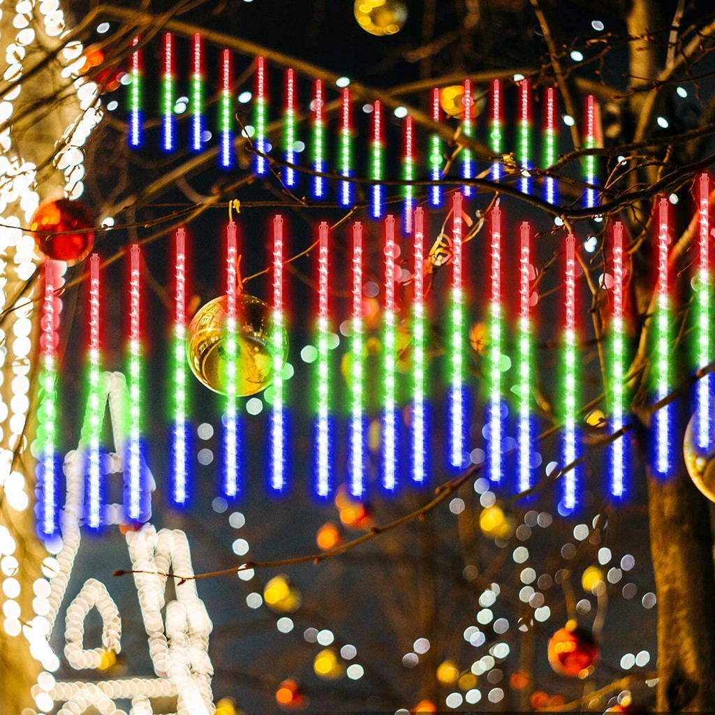 (Chọn Màu) Dài 3 Mét *8 Ống Đèn Led Sao Băng 50Cm-Rèm Đèn Led Chống Nước Trang Trí Tiệc Ngoài Trời Sân Vườn Noel