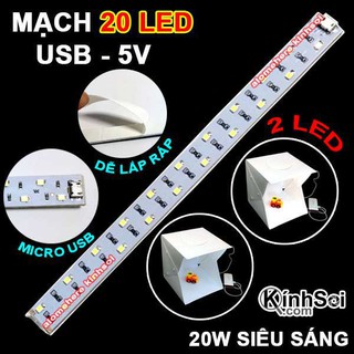 Mạch 20 LED hỗ trợ sáng cho hộp chụp sản phẩm Studio Box Light Micro USB