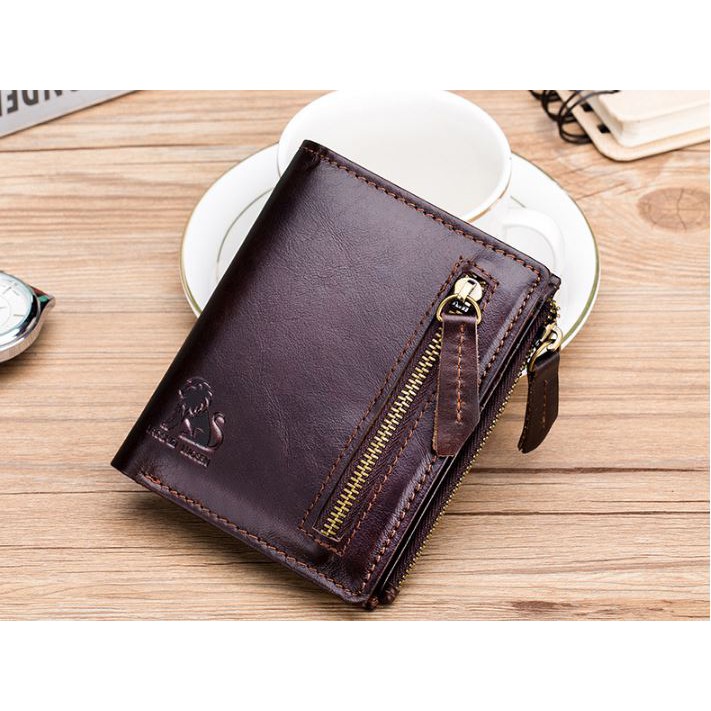 Ví nam da bò thật cao cấp , bóp nam da bò thời trang hàn quốc cho phái mạnh , kích thước ví 11,5x9x1cm chứa tiền thẻ atm