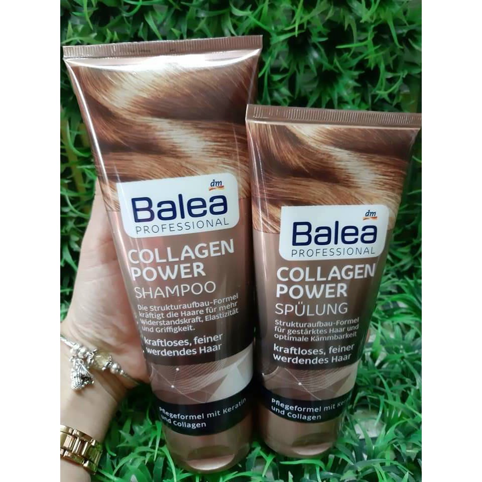 Cặp dầu gội và xả Balea bổ sung collagen dành cho tóc hư tổn