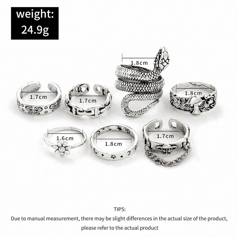Set 4 Nhẫn Hợp Kim Hình Rắn Phong Cách Gothic Thời Trang Cho Cặp Đôi