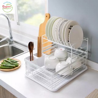 Rổ Úp Chén Bát Đĩa 2 Tầng Có Khay Hứng Nước