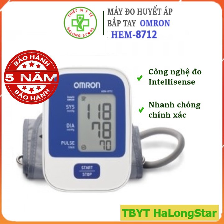 Máy đo huyết áp điện tử bắp tay Omron HEM-8712 Nhật Bản. Hàng chính hãng Omron, bảo hành 5 năm [Halong Stars]