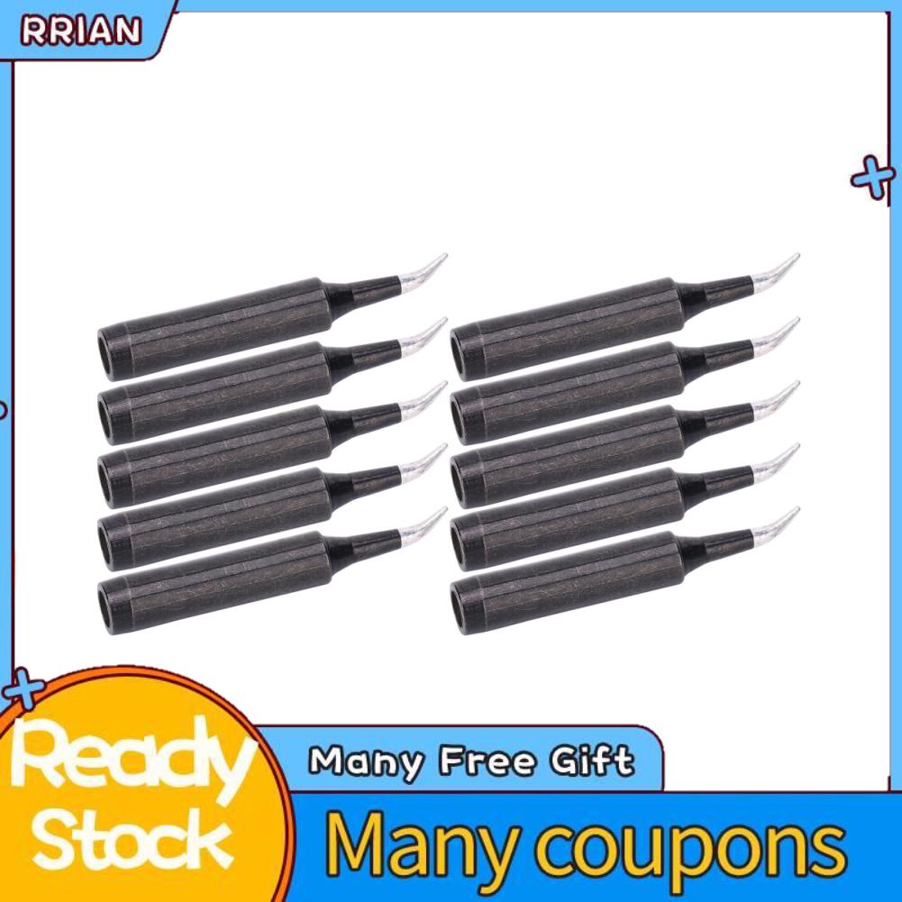 Rrian 10Pcs Soldering Iron Tips Black Inner Heating Welding Accessories 900M‑T‑IS Curved Bit