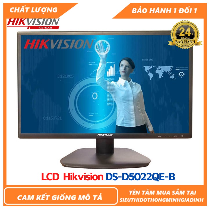 Màn Hình Hikvision 21,5 INCH  DS-D5022QE-B - Màn 22” Led Full HD 1080P, Hỗ Trợ 2 Cổng VGA/HDMI [Bảo Hành 2 Năm]