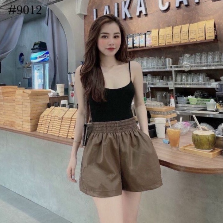 Quần short da cạp chun dáng xòe quần đùi nữ phồng cao cấp tôn dáng thời trang nữ LD009 | BigBuy360 - bigbuy360.vn