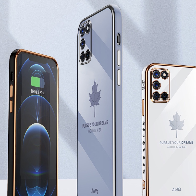 Ốp điện thoại KOOSUK silicone dẻo mạ bóng lá phong cho Samsung Galaxy A51 A71 A31 A21S A12 M12 A11 M11 A02S M02S A03S