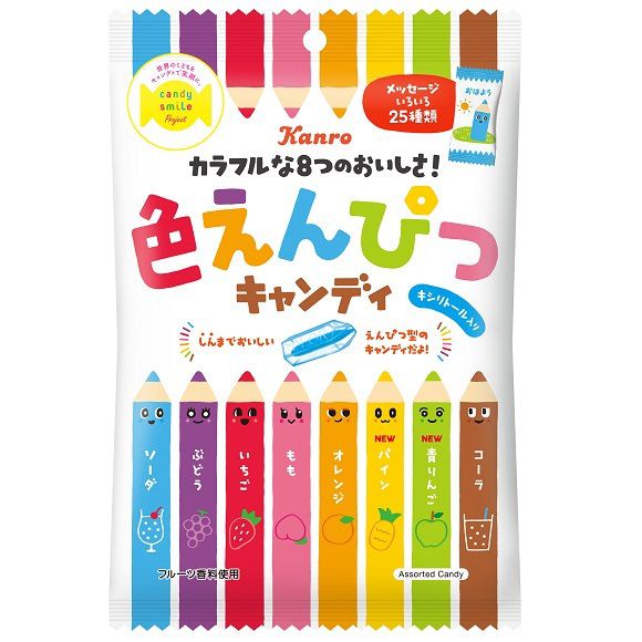 Kẹo bút chì trái cây sắc màu Kanro 8 vị Nhật Bản [HSD T10/2022]