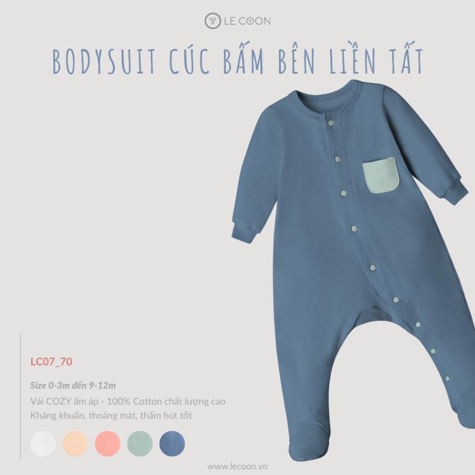 LECOON- Bodysuit bé trai bé gái cúc bấm bên liền tất Lecoon LC0770