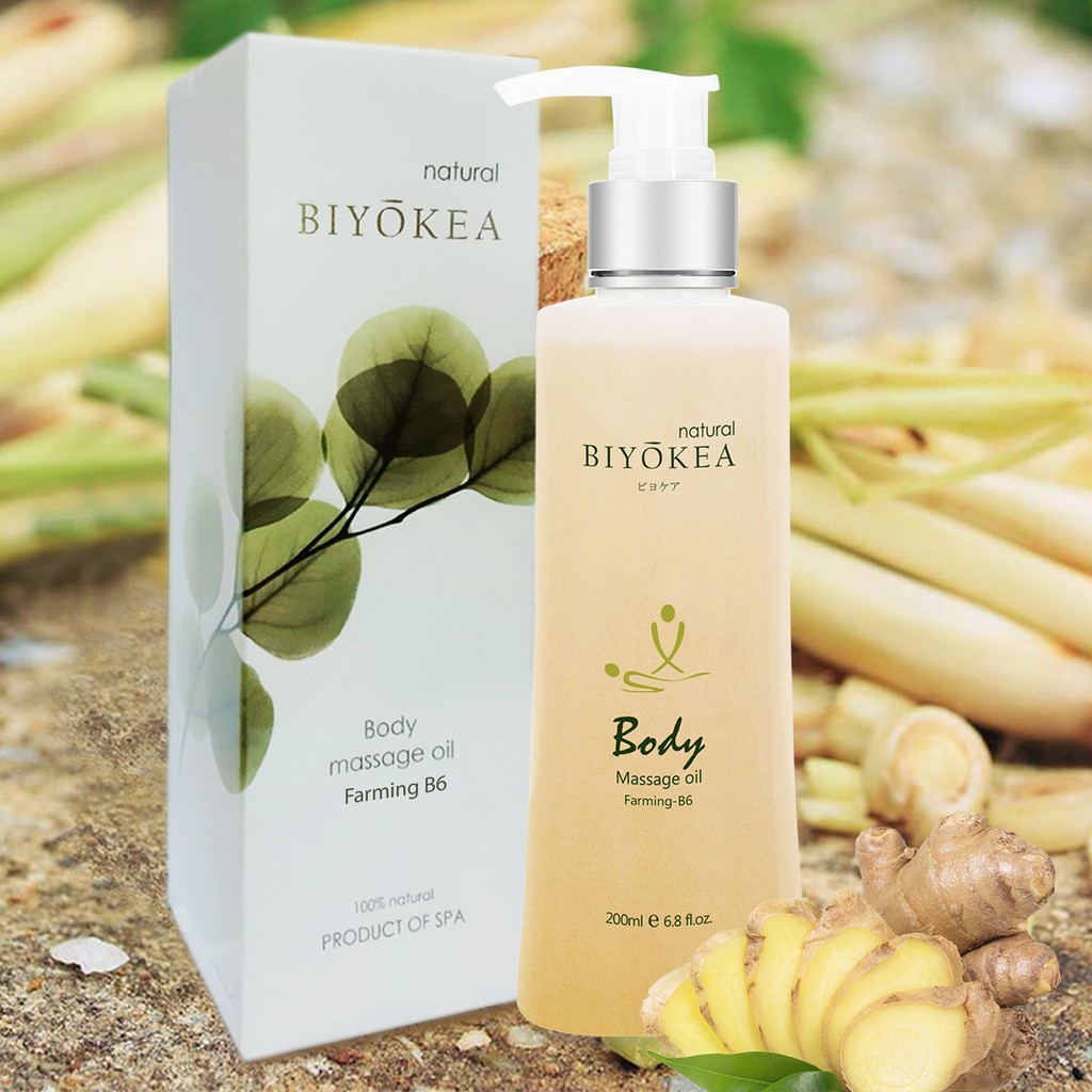 Dầu Massage Body Gừng, Sả Chanh Biyokea 200ml