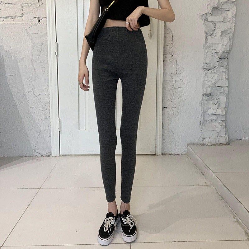 Đen Quần Legging Co Giãn Màu Trơn Thời Trang Cho Nữ