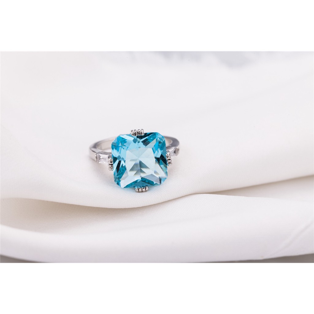 Nhẫn đeo tay đính đá quý giả màu xanh dương thời trang cho nữ