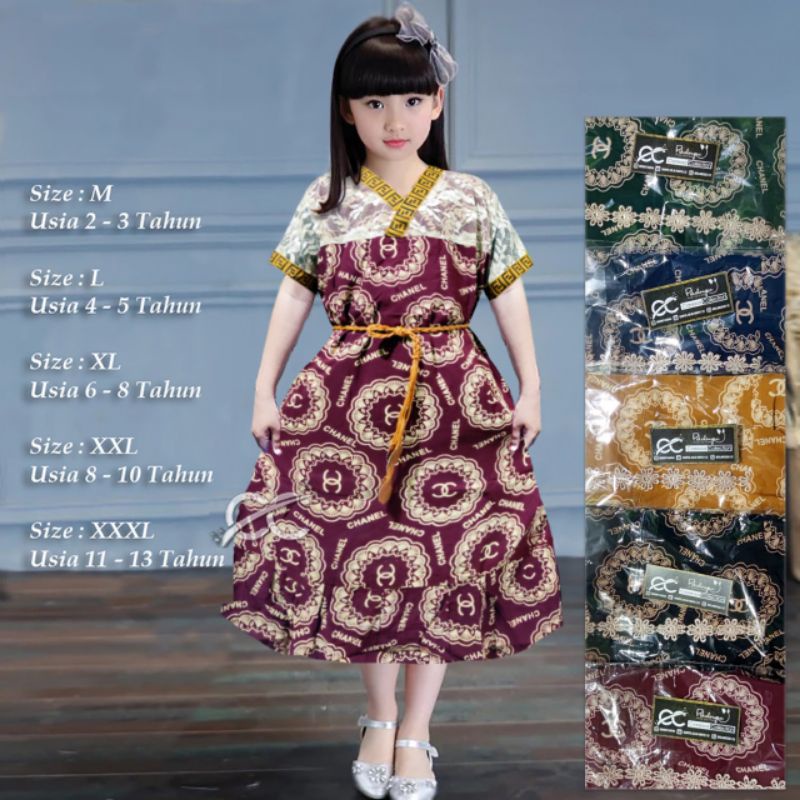 Homedress / Đầm Thời Trang Kiểu Ả Rập CC Có Dây Đeo Và Thắt Lưng Cho Bé Gái 2-13 Tuổi Size M - XXXL
