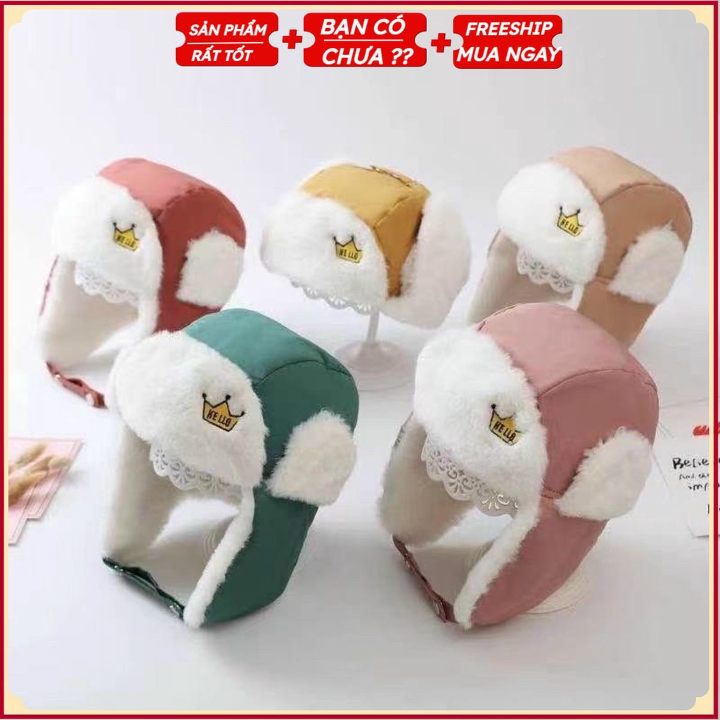 PVN36833 Mũ phi công lót lông có bịt tai siêu ấm cho bé T2