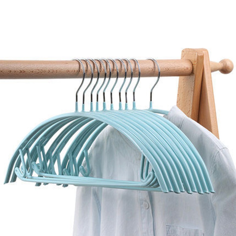 Bộ 10 Móc Treo Quần Áo Bằng Kim Loại Hình Bán Nguyệt Chống Trượt Tiện Dụng