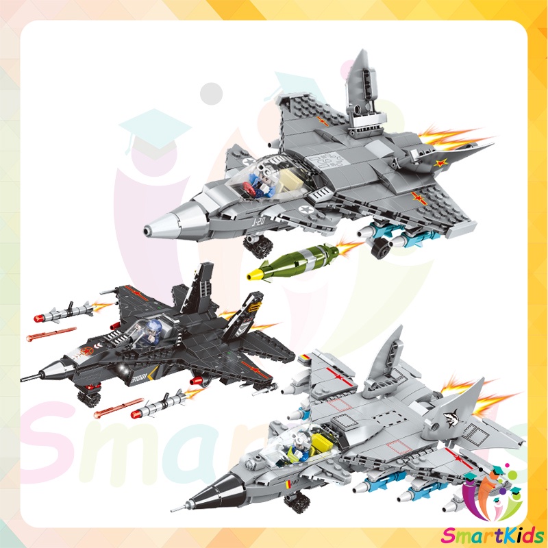 Bộ lego máy bay phản lực J15, lê gô máy bay tiêm kích J20, máy bay tàng hình J31 gần 400 chi tiết