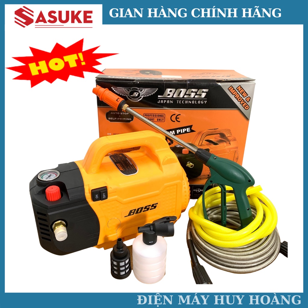 Máy rửa xe BOSS NHẬT 3000W có chỉnh áp, máy rửa xe dây đồng 100% - Thân máy nặng 12kg