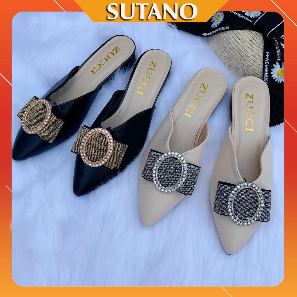 Giày sục nữ thời trang cao cấp đính nơ khóa ngọc tròn sanh chảnh S221 SUTANO | BigBuy360 - bigbuy360.vn