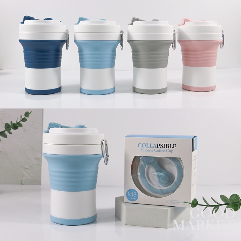 Cốc Uống Nước Silicone Cấp Thực Phẩm Không BPA 550ML Có Thể Gấp Gọn Tiện Dụng