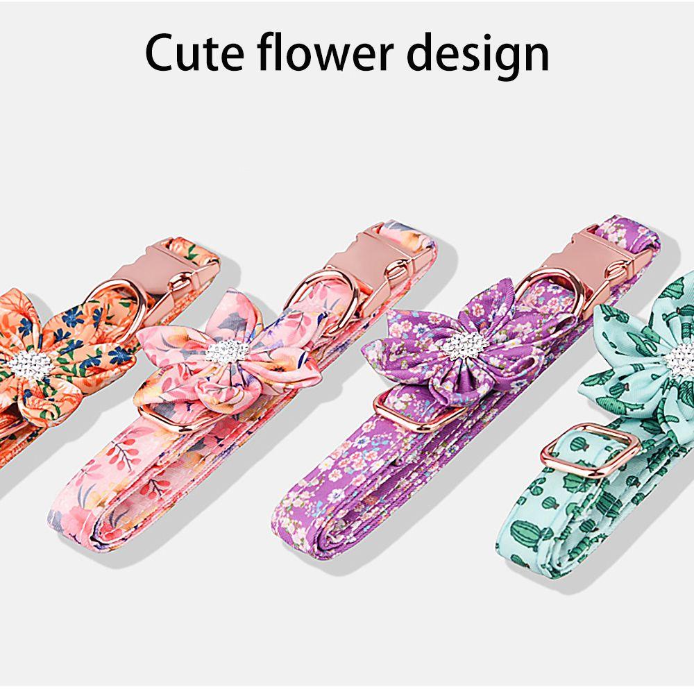 Thẻ ID Thú Cưng Bằng Nylon In Hoa Nhiều Màu Dễ Thương Hiệu Kat1