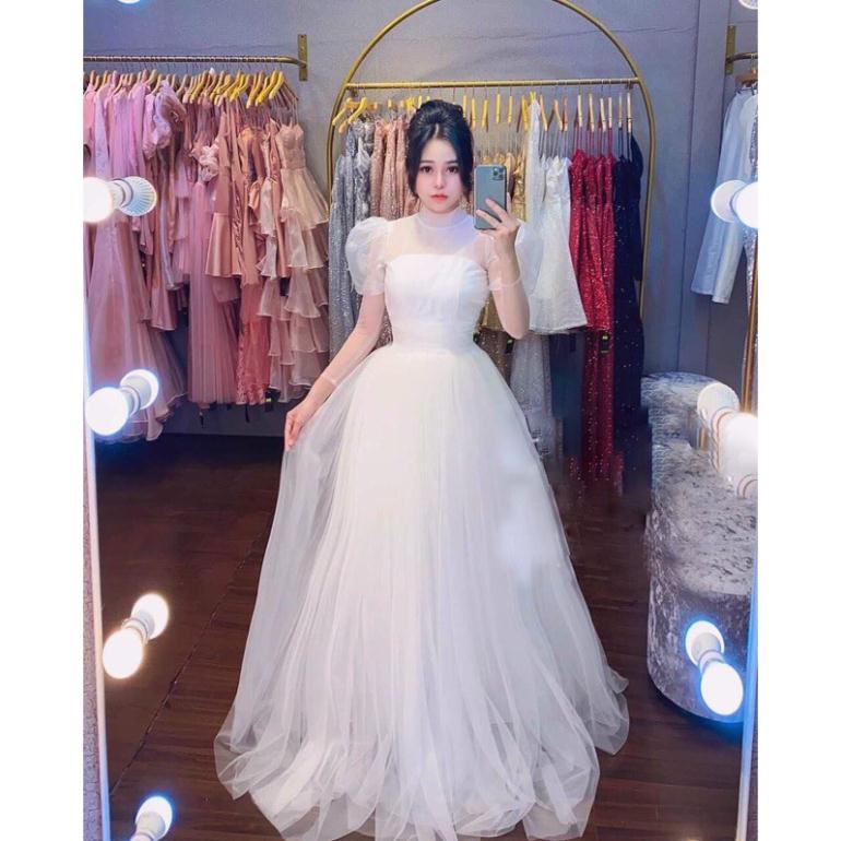 Đầm maxi dự tiệc tay dài bo eo con kiến - size M/L (có ảnh/video thật) MS304V