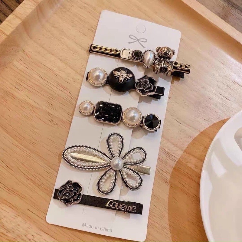 Set 5 Kẹp Tóc Gắn Đá - T2K Shop - Kẹp Tóc Tiểu Thư Phong Cách Hàn Quốc