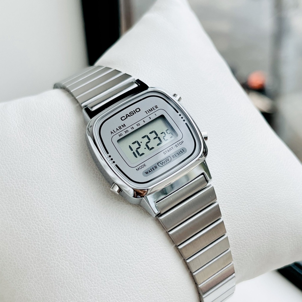 Đồng hồ Nữ Casio LA670WA-7, đồng hồ chính hãng, bạc mặt bạc