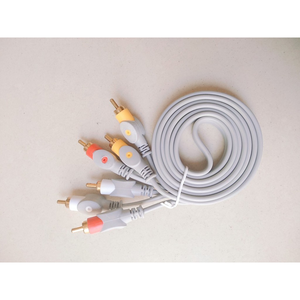 Dây Loa AV 6 Đầu RCA Dài 1.5M Chống Nhiễu (Xanh)