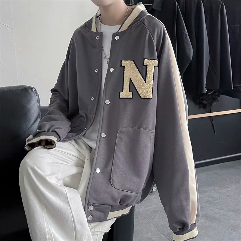 Áo khoác bóng chày nam da nữ sắc thời trang cho trang màu áo dài tay Hàn Quốc simple retro ifashion jacket unisex túi new tops for men