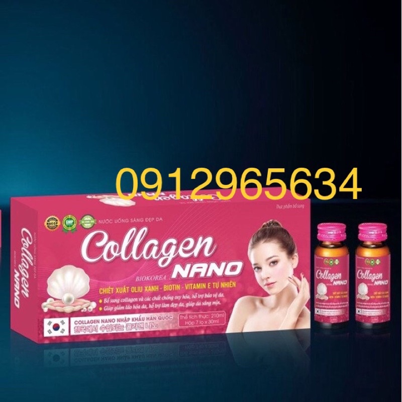 Nước uống Collagen Nano Hàn Quốc chiết xuất Oliu xanh Vitamin E tự nhiên giúp sáng da toàn thân chống lão hoá