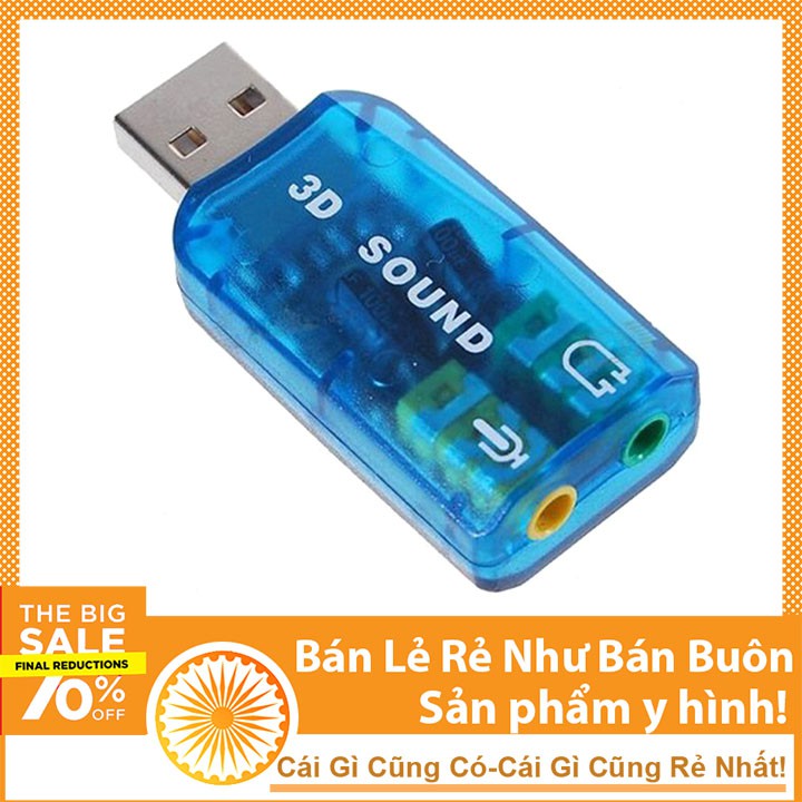 USB Âm Thanh 5.1 Chuyển Đổi Từ Cổng USB Ra Loa và Tai Nghe (Xanh)