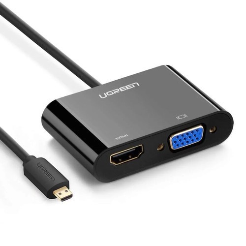 [Mã ELHACE giảm 4% đơn 300K] Cáp Chuyển Micro HDMI Sang HDMI và VGA Có Audio Ugreen 30355 - Hàng Chính Hãng