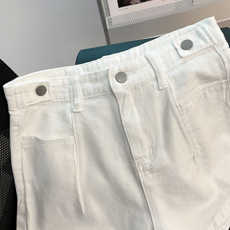 Quần Short denim cotton Ống Rộng Lưng Cao Mẫu Mới Cho Nữ