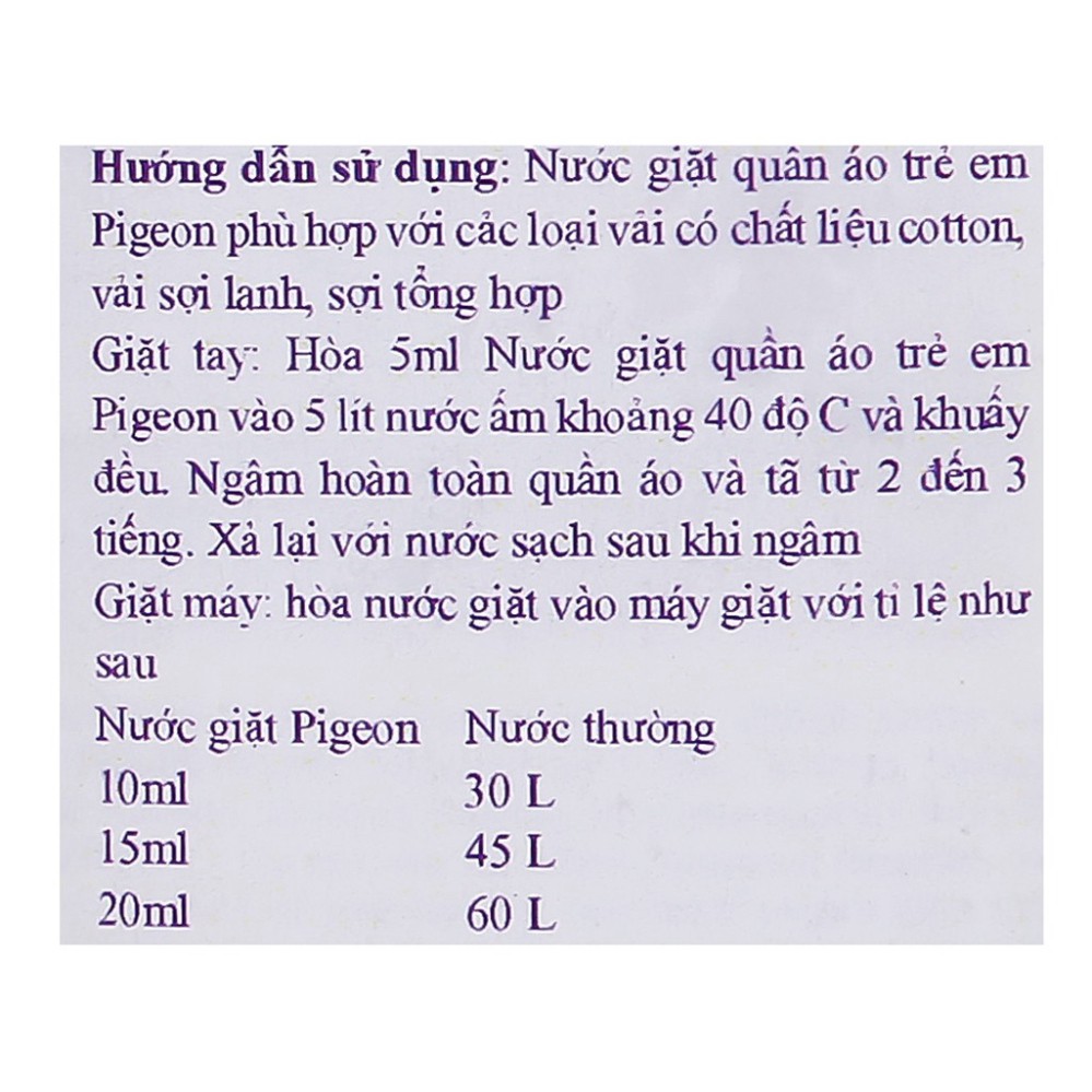 [Chính Hãng] Nước giặt quần áo trẻ em Pigeon ECO Chai 500ml / Túi 450ml