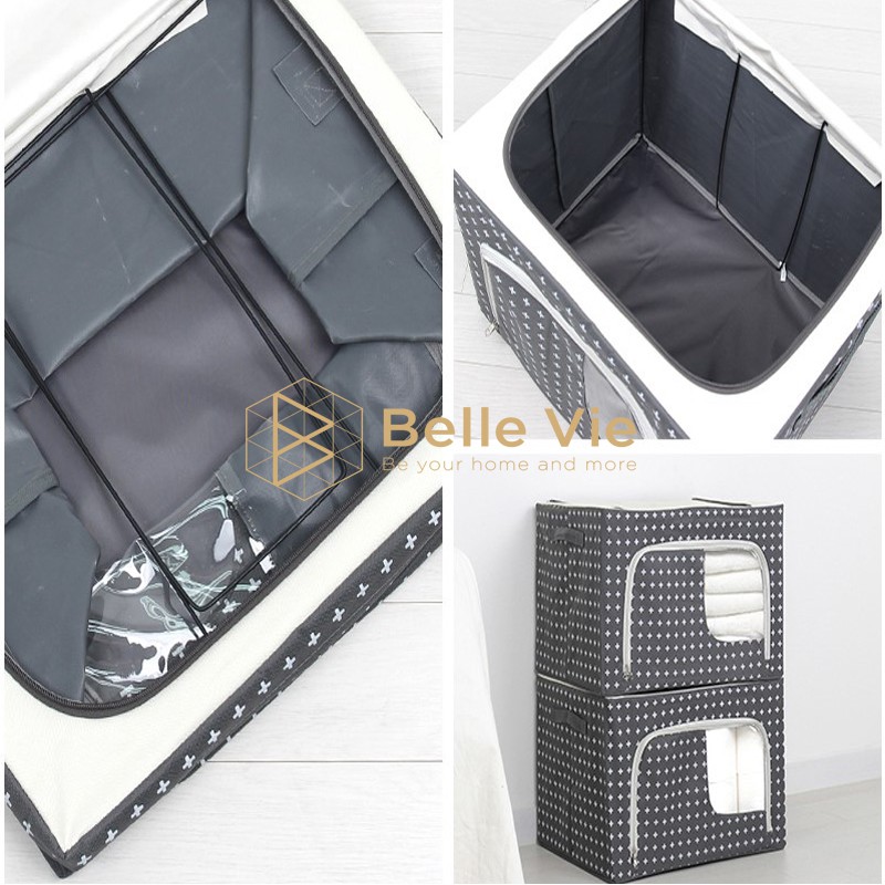 Hộp Đựng Quần Áo BELLEVIE Túi Đựng Quần Áo 88L Vải Polyester Chống Thấm Nước Khung Thép Chắc Chắn