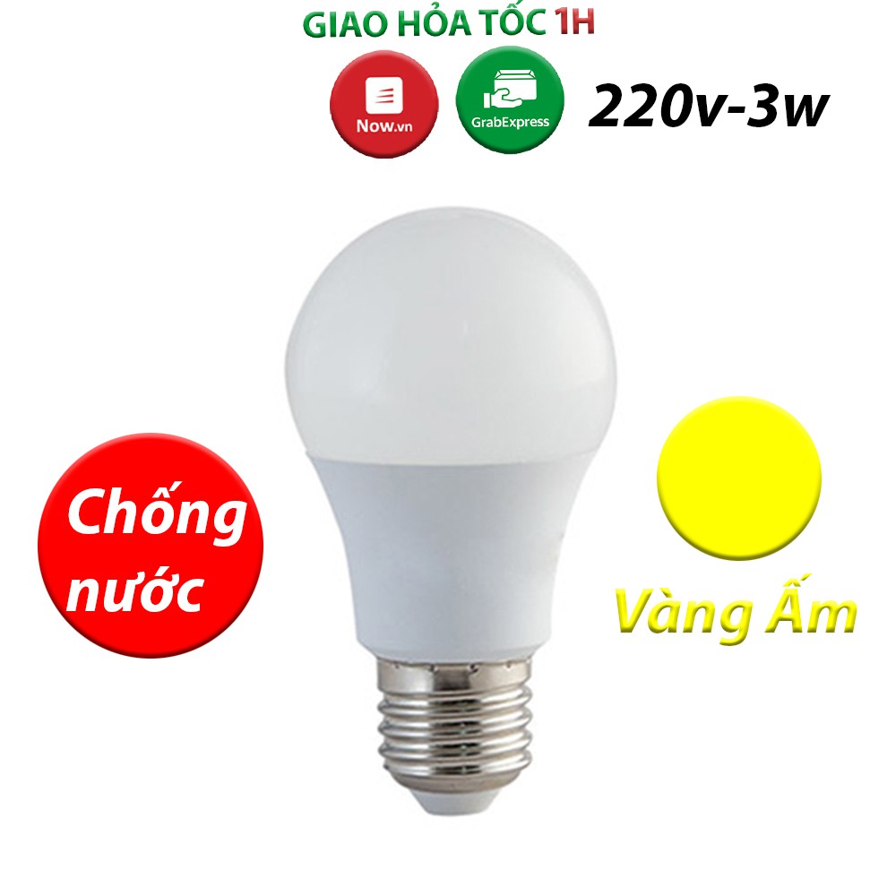 BÓNG ĐÈN LED KÍN NƯỚC 3W - 220v màu vàng ấm Đèn led chống nước chiếu sang ngoài trời như sân vườn, hành lang, ban công