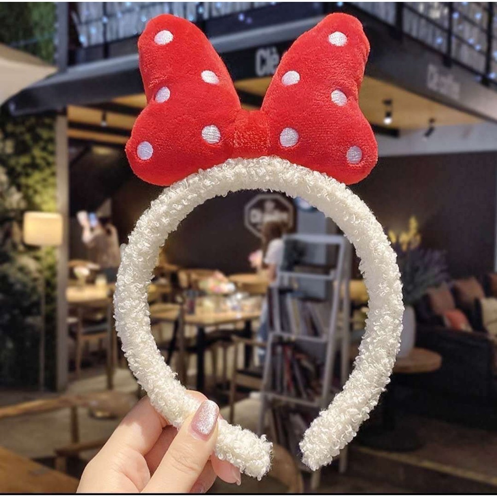 cài nơ đỏ mickey cực xinh cho bé phong cách Hàn Quốc - bờm nơ mickey dễ thương vải min chụp ảnh - selenshop