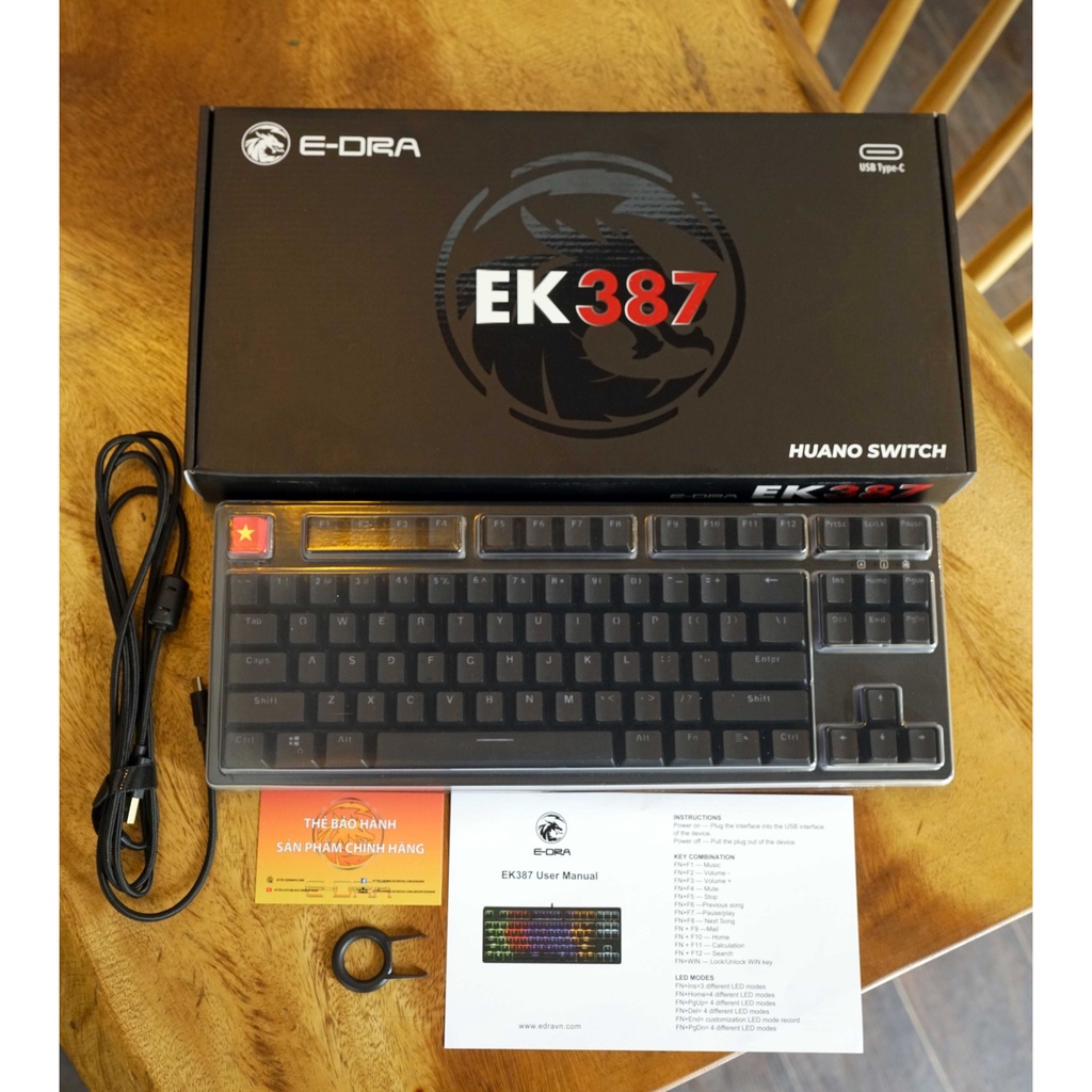 Bàn Phím Cơ Gaming E-DRA EK387 RGB 2021  - Hàng chính hãng BH 24 tháng