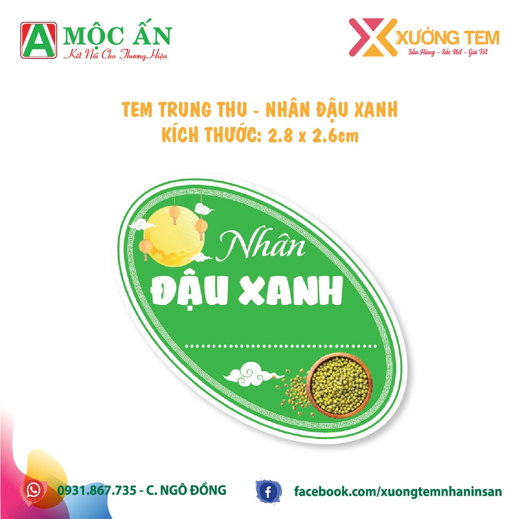 100 Tem Dán Elip - Nhãn Dán Nhân Bánh trung thu - Mới 2022