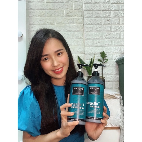 Cặp Dầu Gội Dầu Xả Colagen Bosecher Phục Hồi Tóc Hư Tổn Kích Thích Mọc Tóc Siêu Mềm Mượt 800Ml * 2