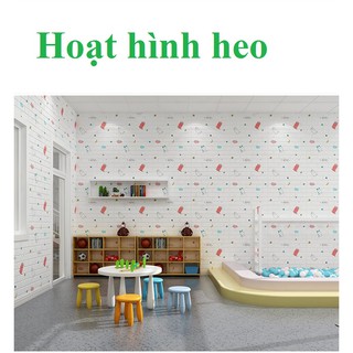 Xốp Dán Tường Hoạt Hình Heo Kích Thước 70*77 dày 3.5mm