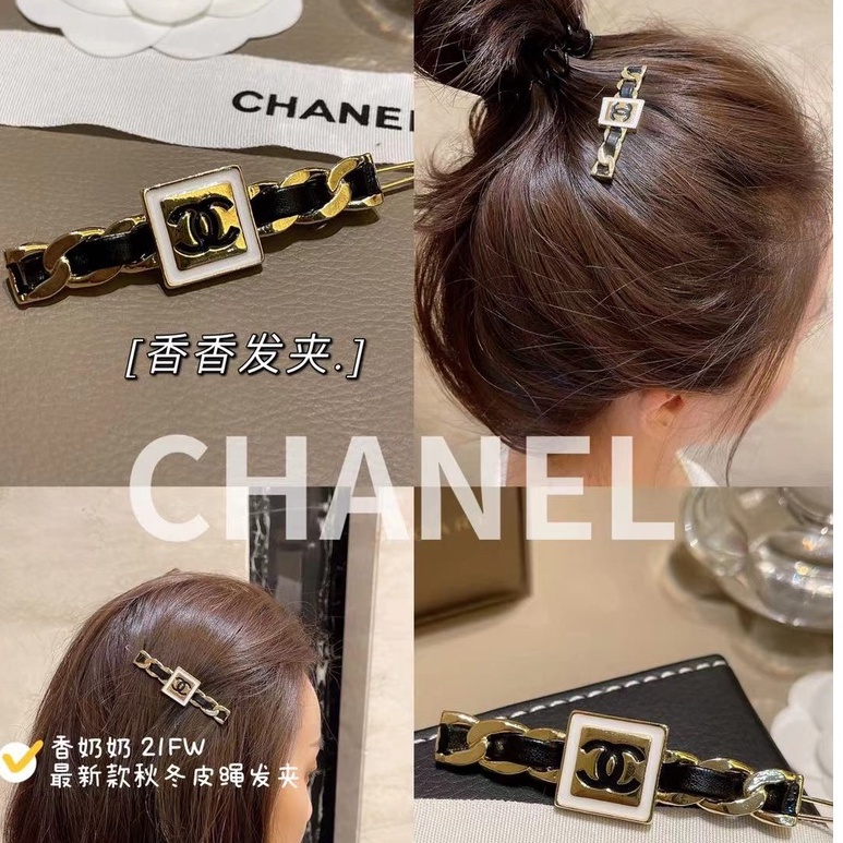 Kẹp tóc logo bằng da hợp thời trang cho nữ